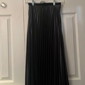 Black Leather Accordion Skirt
